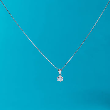 Lustrous silver necklace with solitaire charm