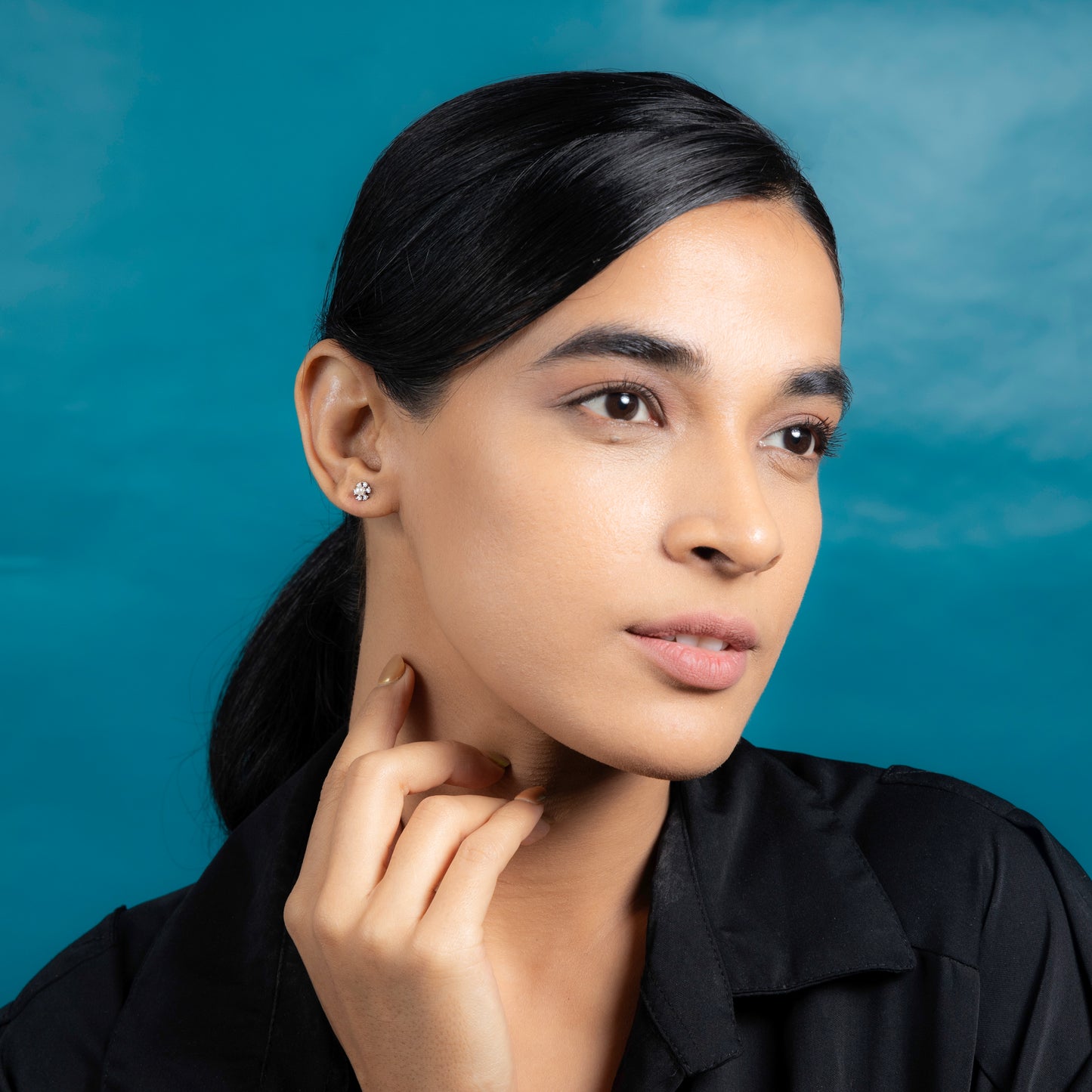 Silver Elysian Bloom Stud Earrings