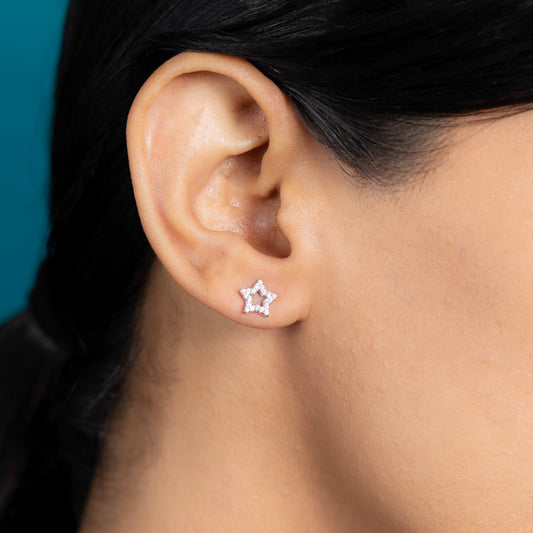 Silver Star Radiance Stud Earrings