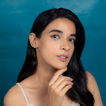 Dazzling Silver Dewdrop Charm Stud Earrings