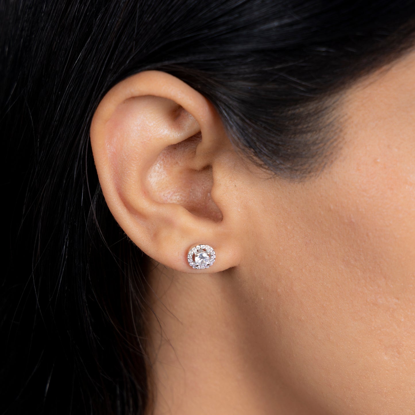 Dewdrop Shine Silver Stud Earrings