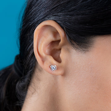 Chic Silver Bold Aura Circles Stud Earrings