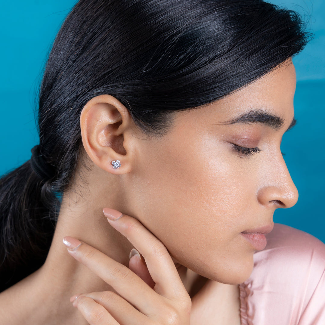 Sleek Silver Bold Aura Circles Stud Earrings