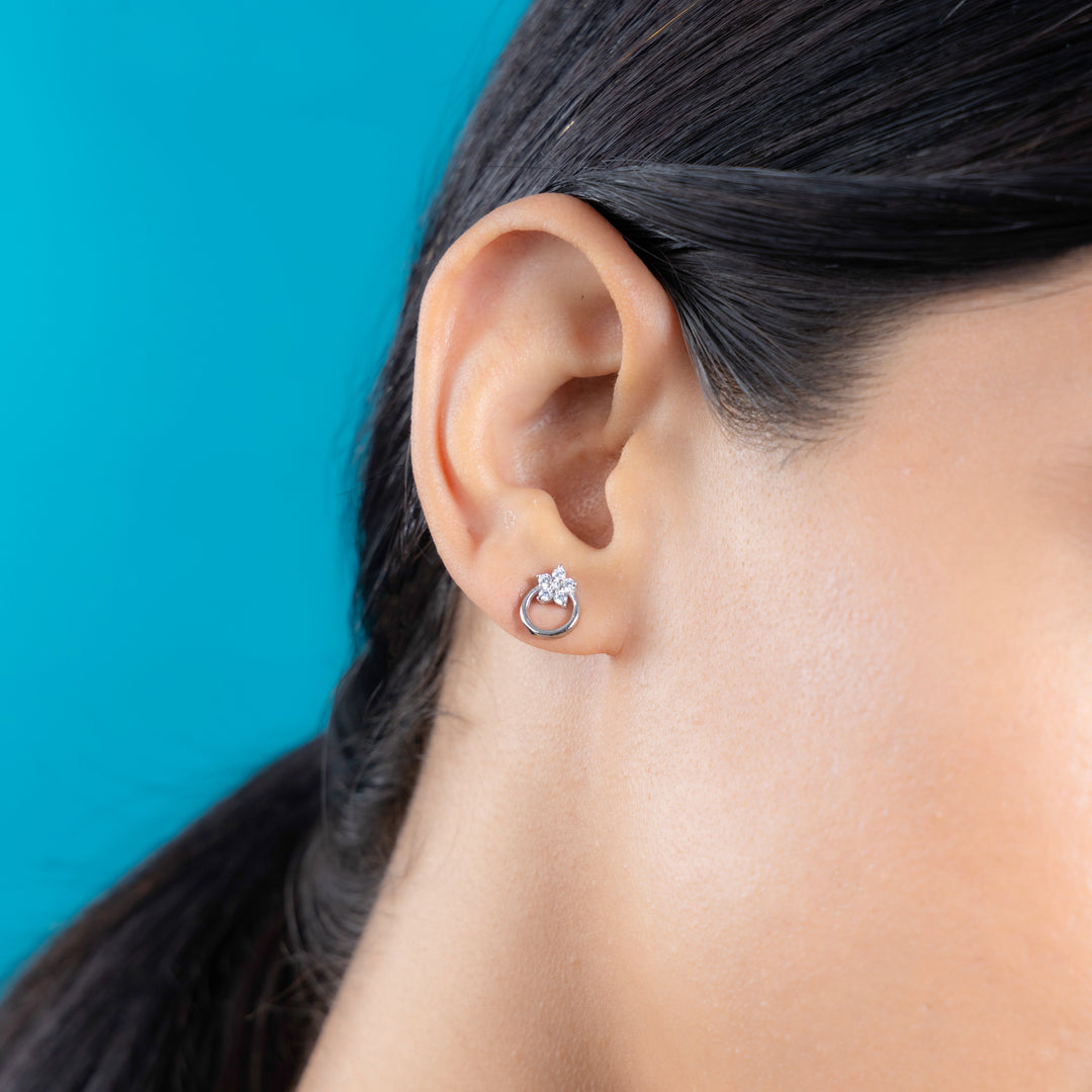 Timeless Silver Eternal Circle Stud Earrings perfect for women , girls and ladies