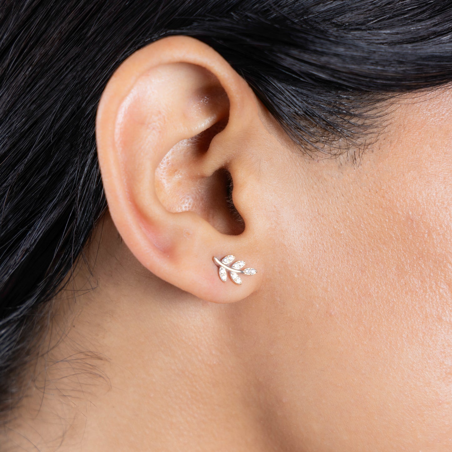 Silver Leaf Style Stud Earrings