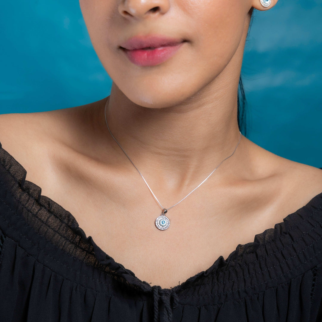 charming silver whispering eye necklace ensemble