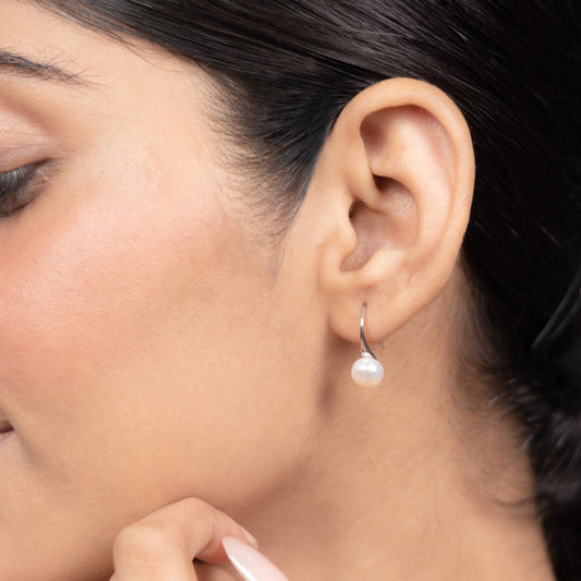 925 Sterling Silver pearl raindrop earrings for women/girls 