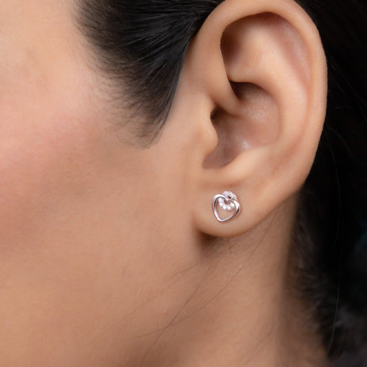 Dainty handcrafted silver heart earrings