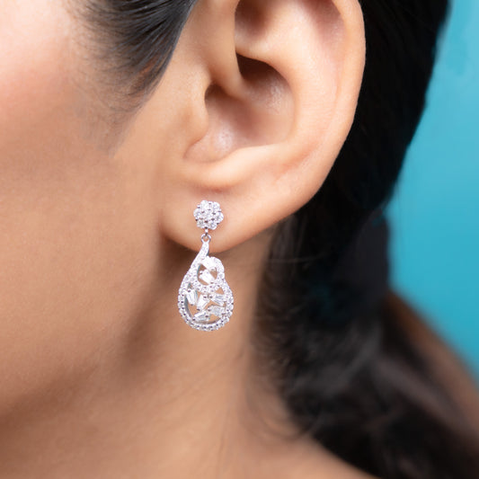 Silver crystal teardrop sparkle Earrings for her 