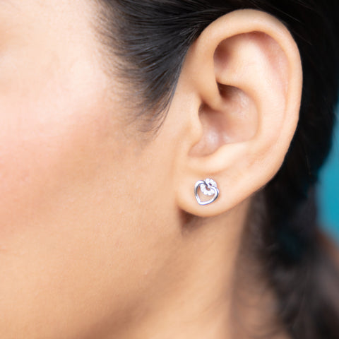 Silver Delicate Heart Stud Earrings