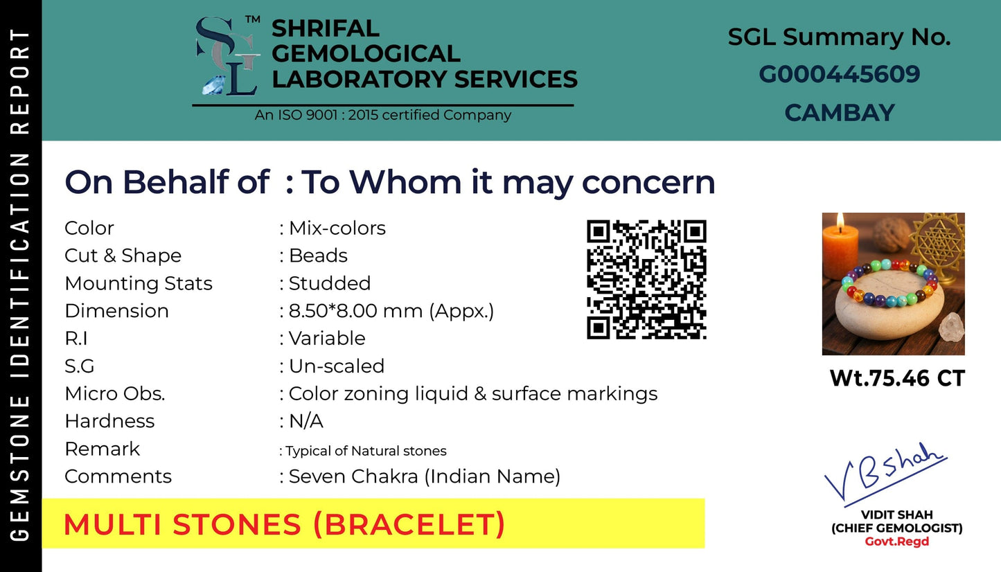 This is authentication certificate of 7 chakra stone bracelet 