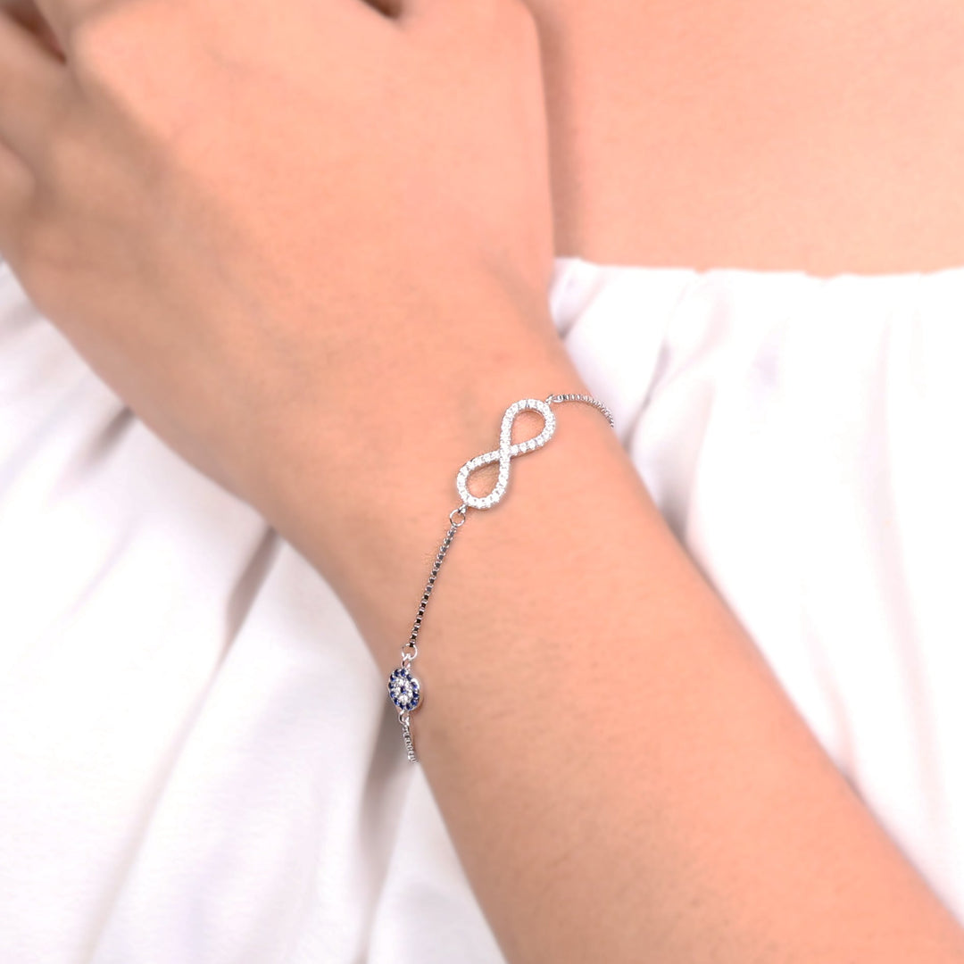 Mystical charm dual tone silver bracelet