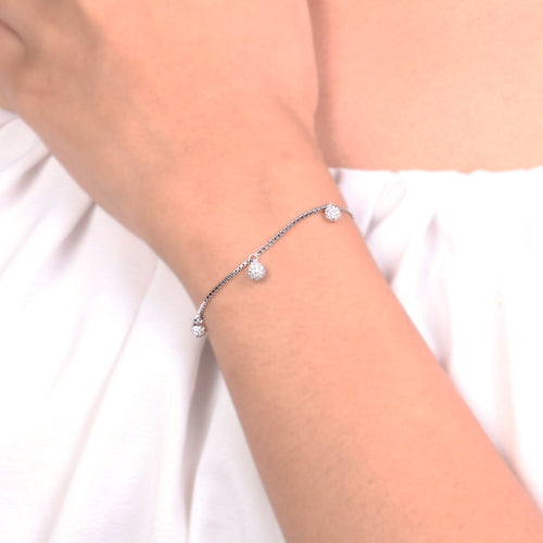 Dazzling Sphere Charm Silver Bracelet
