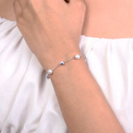 Delicate single line fresh water Pearl silver  Bracelet