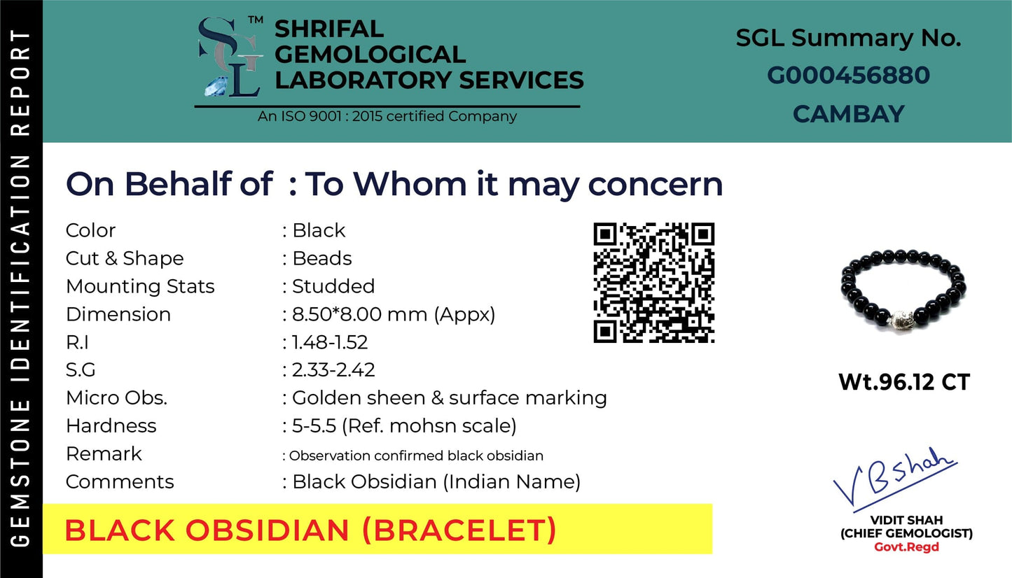 This is authentication certificate for black obsidian Buddha bracelet