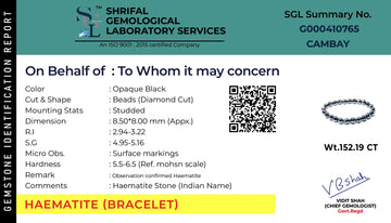 This is authentication certificate for Hematite stone bracelet