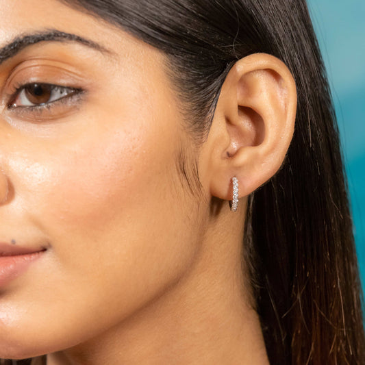 Radiant Silver Delicate Sparkle Hoop Earrings , Small Silver Hoop Earrings 