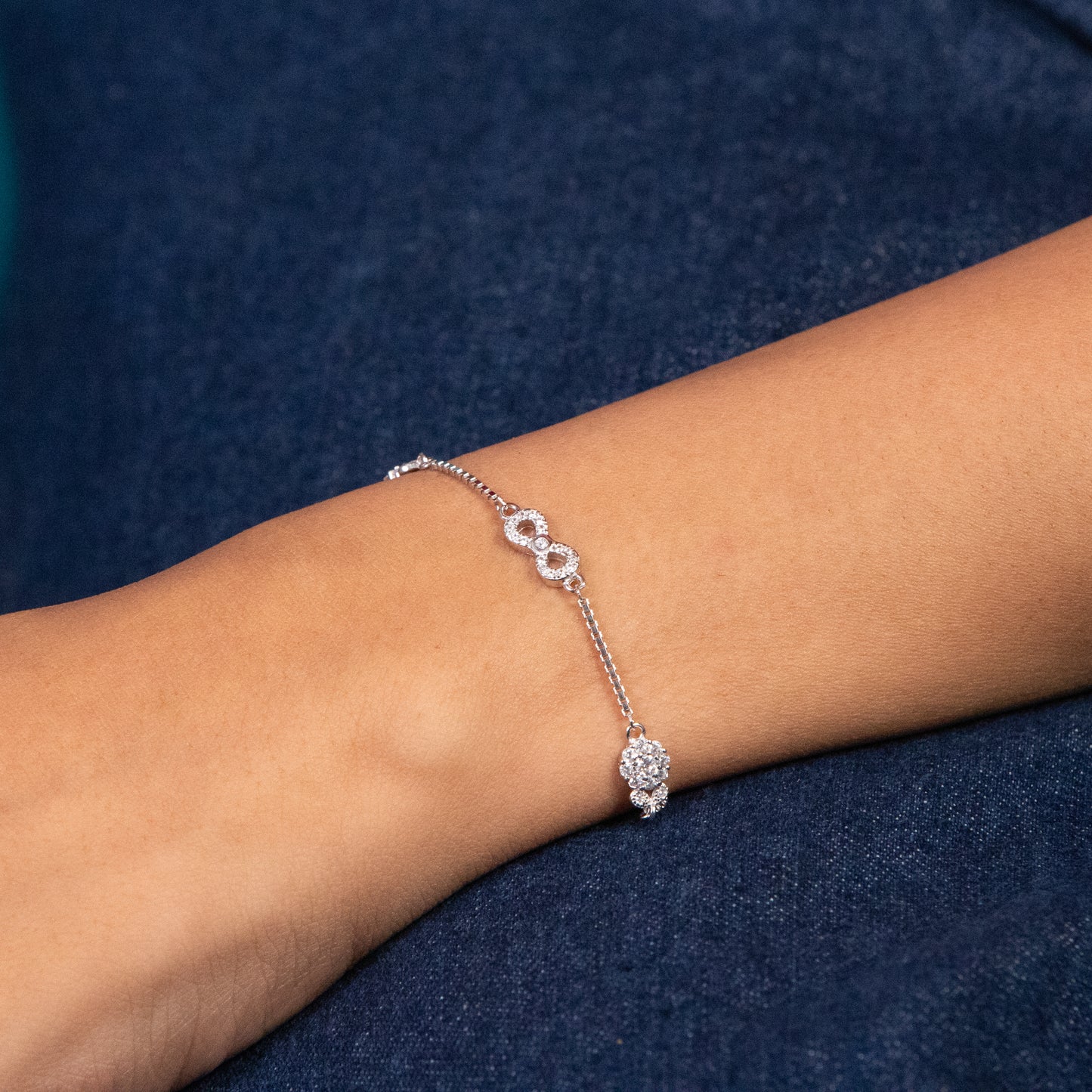 Infinity And  Bloom Silver Bracelet