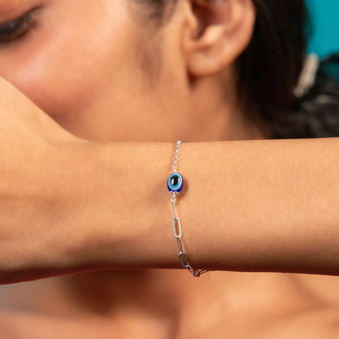 Evil Eye Guardian Chain Silver Bracelet