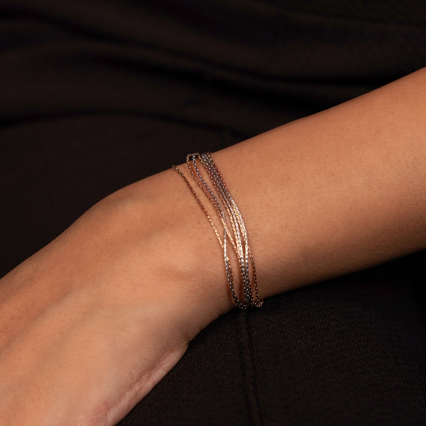 Layered Rose Gold Plated Silver Bracelet