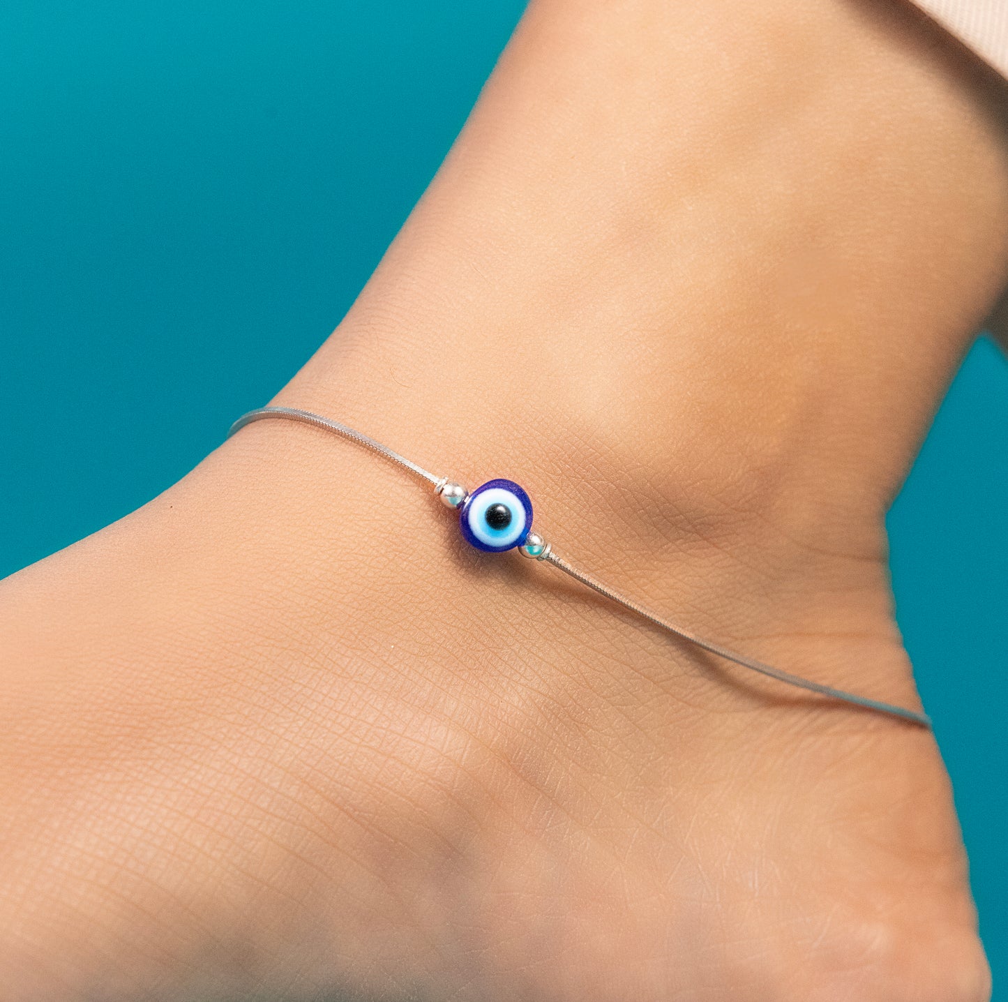 Silver Evil Eye Anklet