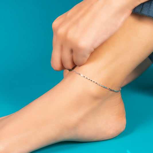 Sleek Sequence Silver Anklet