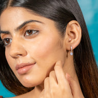 Silver Blue Hoop Earrings