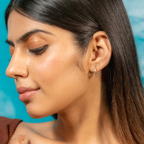 Classic Silver Oxidised Hoop Earrings