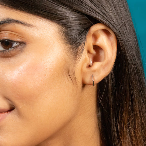 Silver Pentagon Hoop Earrings