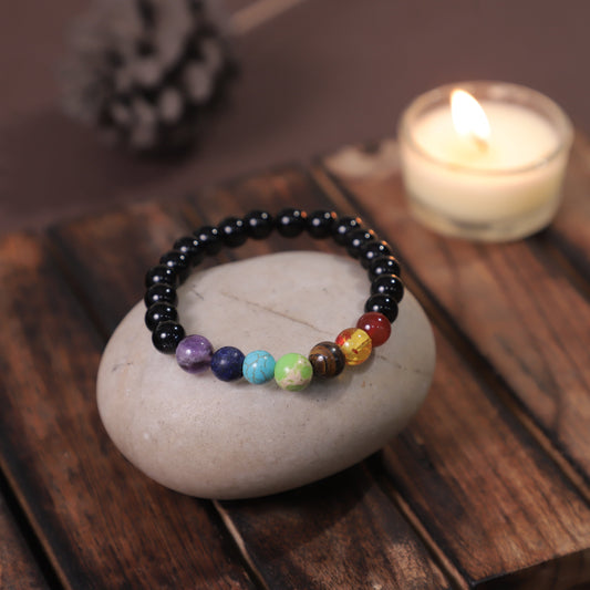 Black Obsidian 7 Chakra Stone Bracelet