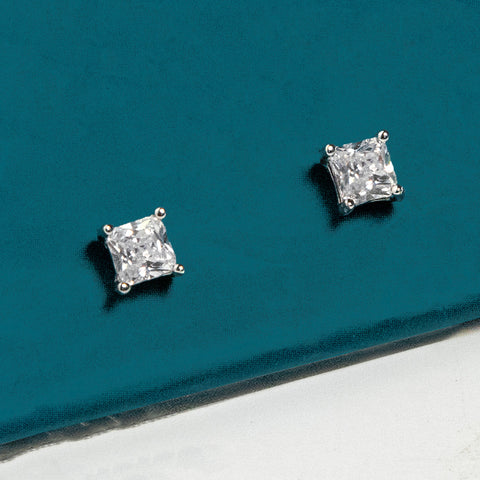 Silver Classic Charm Solitaire Stud Earrings