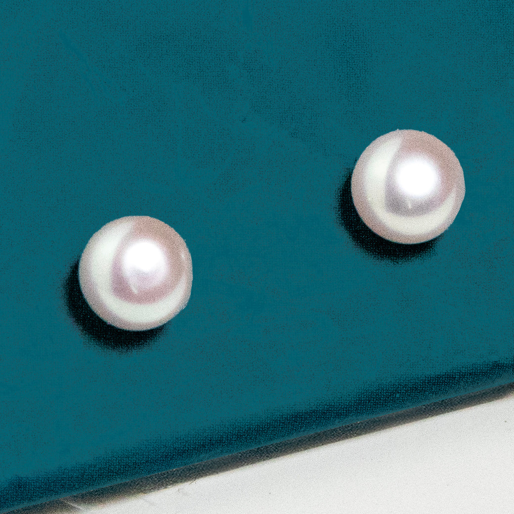 Silver Pearl Stud Earrings