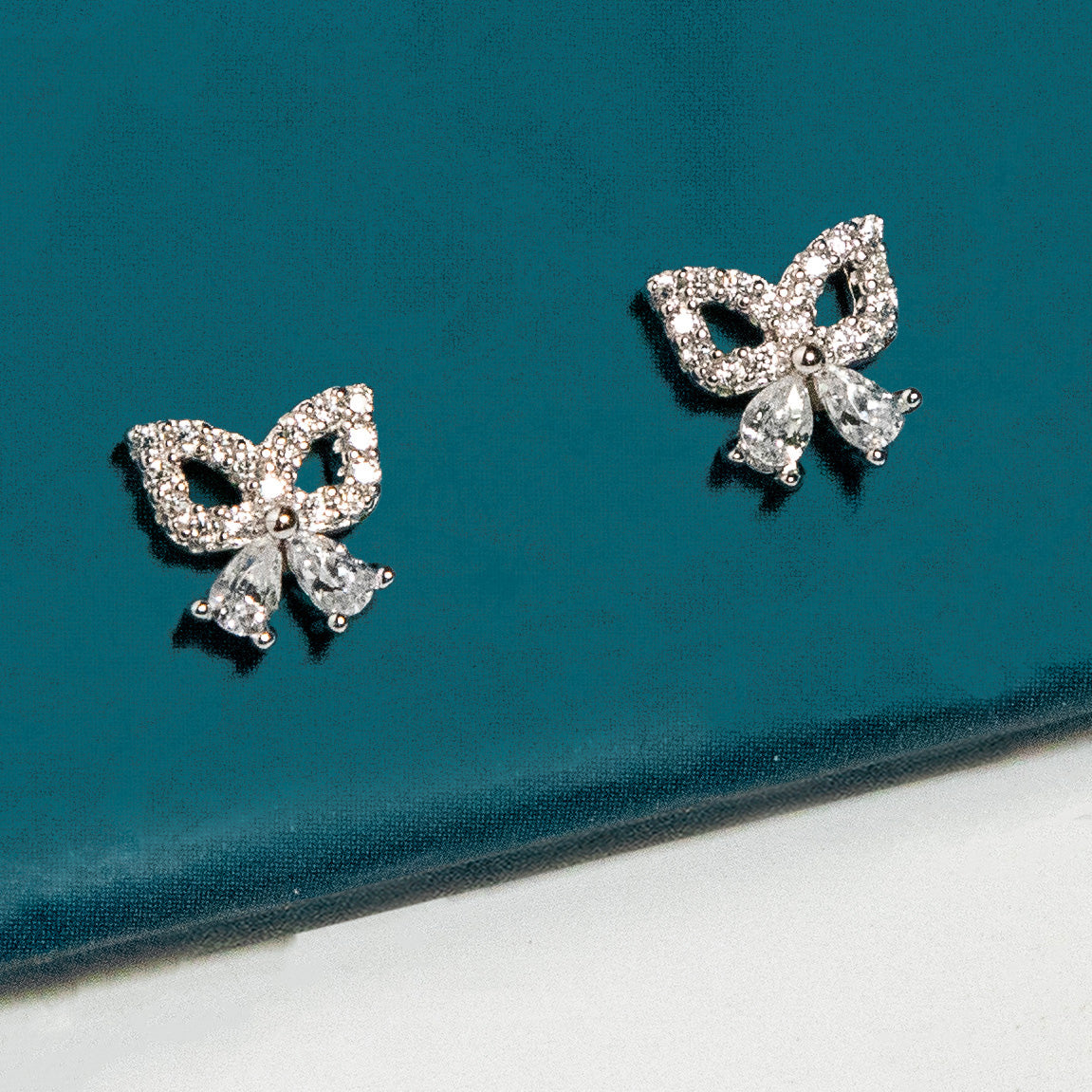 Silver Bow Stud Earrings