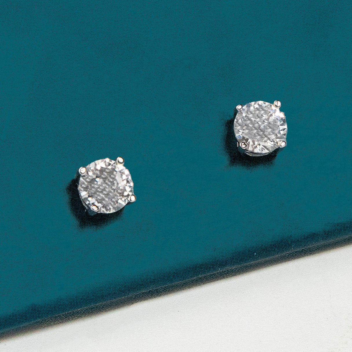 Silver Round Solitaire Stud Earrings