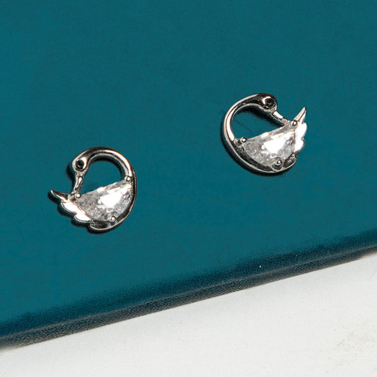 Silver Swan Stud Earrings