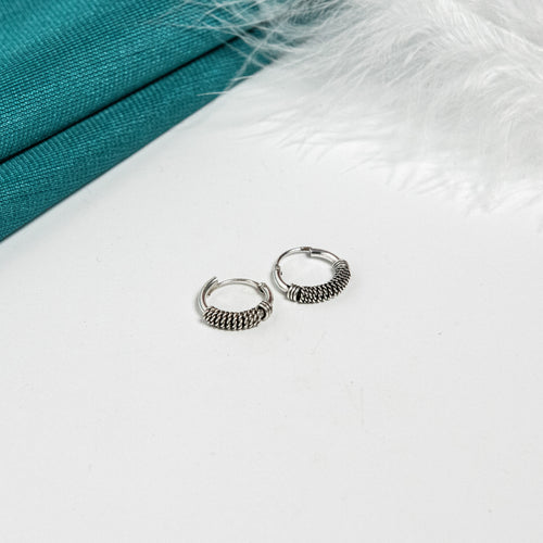 Silver Braided Oxidized hoop Earrings