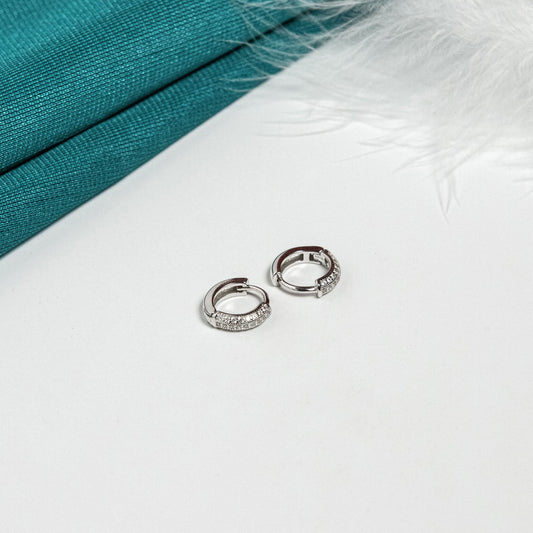 Dazzling Silver Sparkling Shine Hoops Earrings