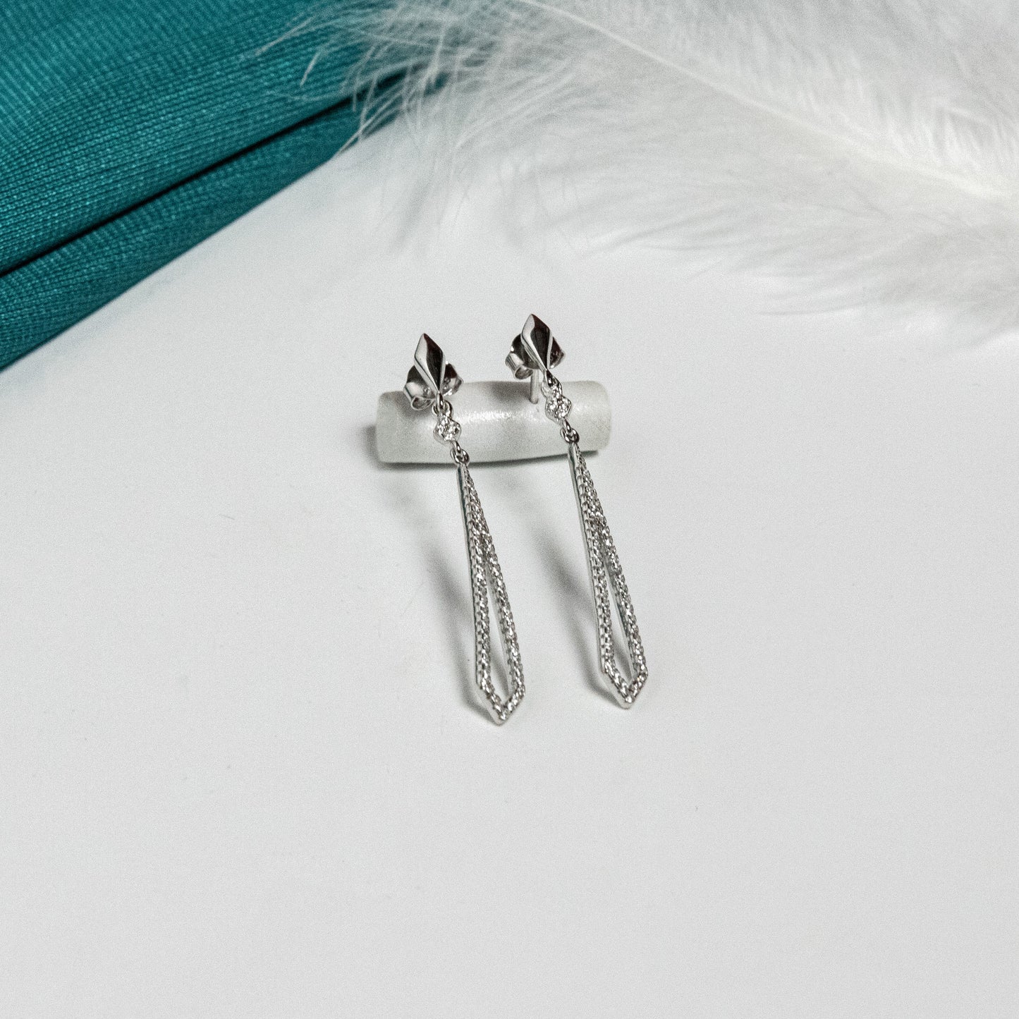 Silver Elongated Danglers Earrings