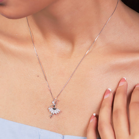 Silver Sparkling Ballet Necklace
