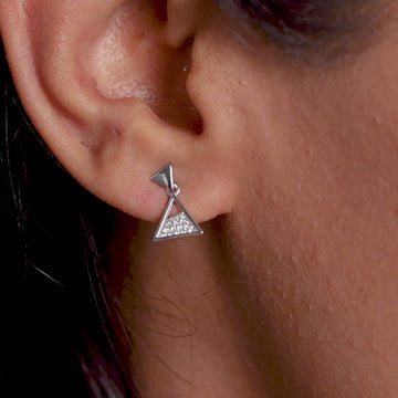 Silver Dewdrop Charm Stud Earrings