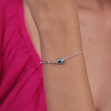 Evil Eye Guardian Chain Silver Bracelet